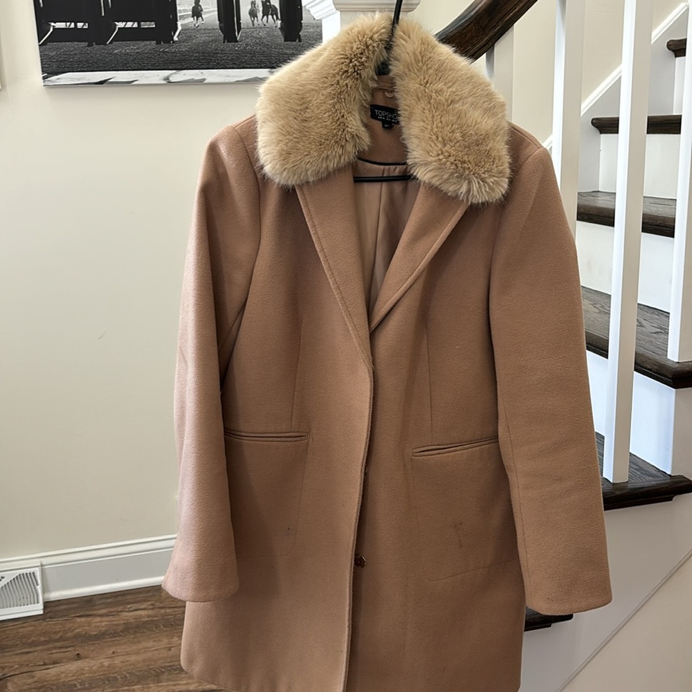 Topshop coat, removable fur collar